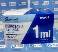 Syringe Cardinal Disposable  1ml 25G x 5/8″ 100PCS Sterile Single Use