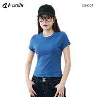 UNIFIT Slim Fit Womens Shorts Sleeved Round Neck T-Shirt Waist Line Show Waist Slimness T-Shirts UG001