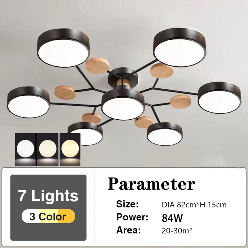 LED Ceiling Lights Modern Design Tri Color Dimmable Macarons Ceiling Lamp Northern Europe Creative Woodworking Ceiling Light for Living Room Bedroom Cloakroom Entrance Balcony Cafe Decorative Lighting
