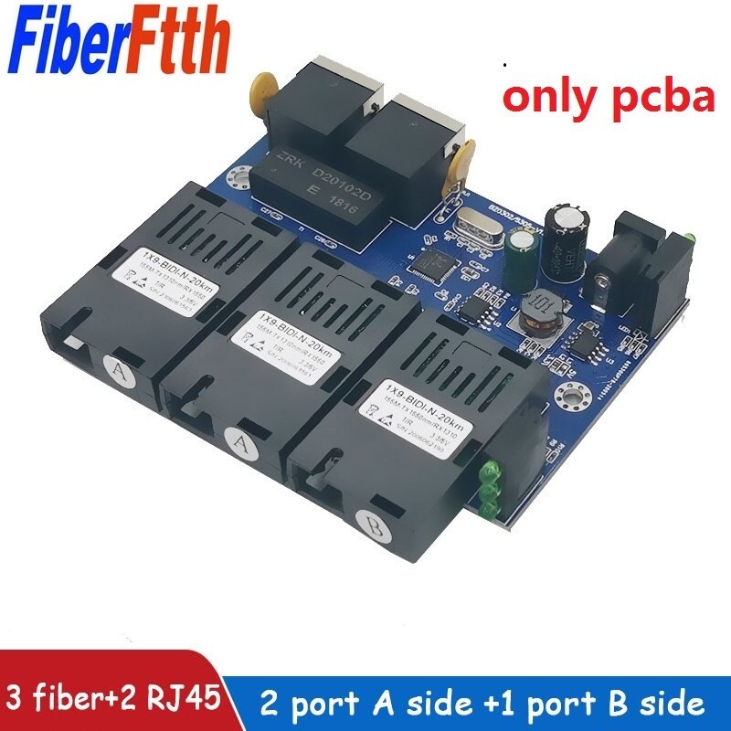 Bảng giá Ethernet switch Fiber Optical Media Converter Single Mode 2 RJ45 and 3 SC fiber Port 10/100M PCBA Phong Vũ