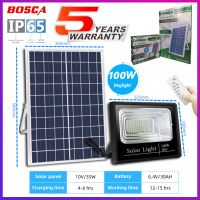 BOSCA 5 Year Warranty 100W Heavy Duty Solar Led Outdoor Flood Light Street Lamp IP65 Waterproof With Remote BOSCA-S01