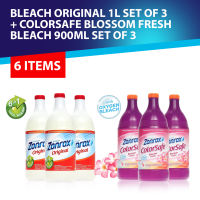 Zonrox Bleach Original (1 Liter) x3 + Zonrox Colorsafe Blossom Fresh Bleach (900 mL) x3