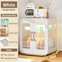 SWG Modern Countertop Dish Drying Rack with Storage Shelves - Kitchenware Organizer with Non-Slip Feet