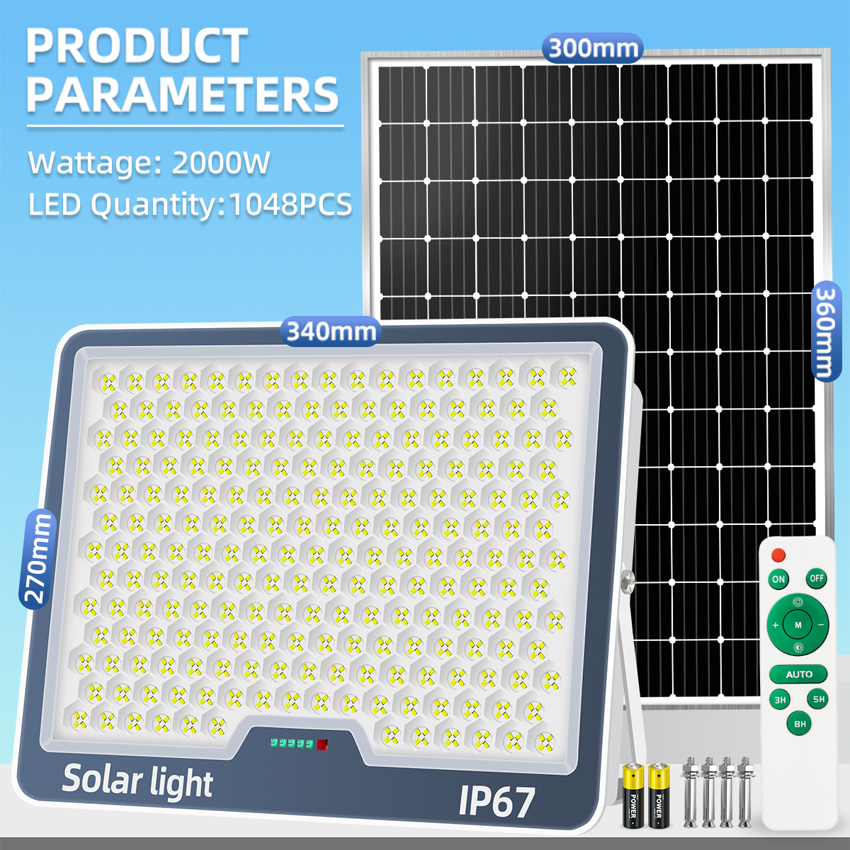KKSKY Buy 1 Take 1 2000W Solar Flood Light Solar LED Outdoor Lighting Waterproof Ip67 Street Garden Automatic Lamp 1000 watts With Remote COD 5 YEARS WARRANTY