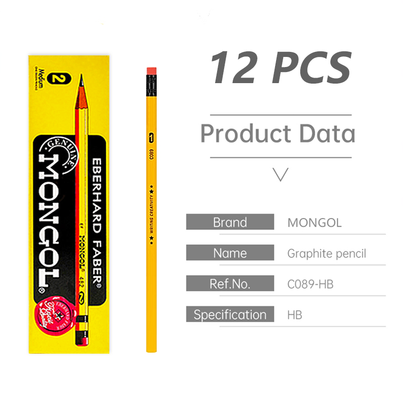 12/24/36Pcs Mongol Pencil No. 2(Medium) Mongol Fine Pencil Point with Soft Eraser School Supplies Set