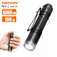 NICRON Flashlight N8 Tactical Flashlight 1300 Lumens Brightness 180 Meters Beam Distance Rechargeable IP68 Waterproof Flashlight with Diffuser for Tactical Games Camping Hiking Emergency