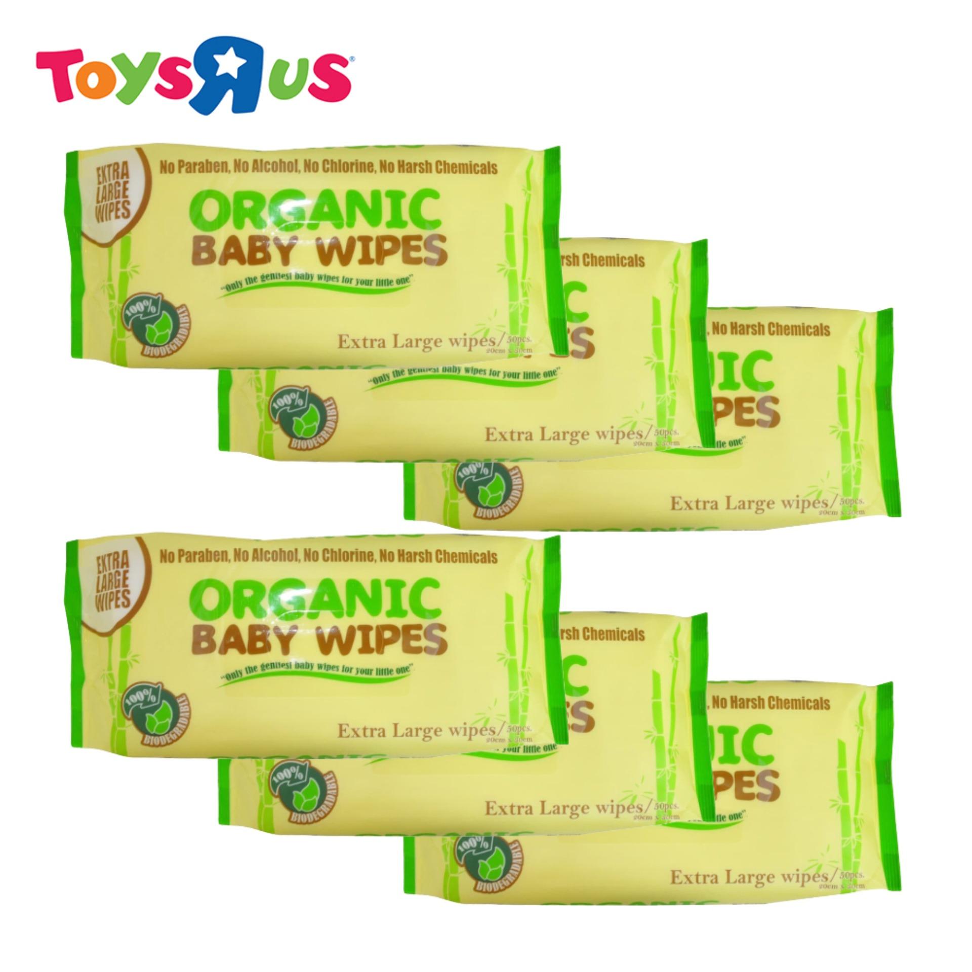 Organic Baby Wipes 50's Extra Large Wipes Pack of 6 Toys R Us