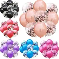 10 PCS 12 Inch Latex Balloons and Colored Confetti Birthday Party Decorations Mix Rose Wedding Decoration