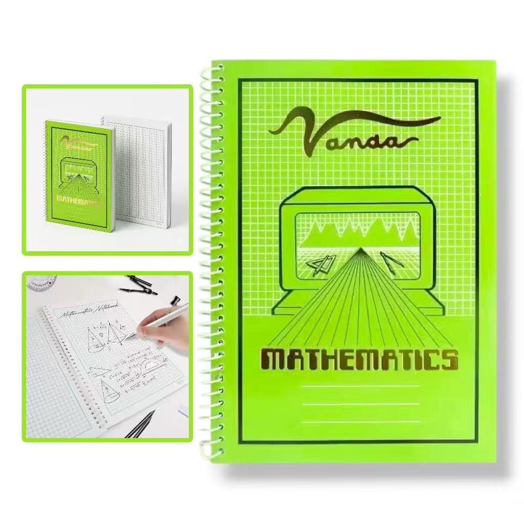 MOMO Vanda Grid Notebook Mathematics Pad 80 Pages Buy 1 Take 1 Spiral Graphing Notebook for Grade 4 Grade 5 Grade 6 High School Students School Supplies Thick Paper Smooth Writing Classroom Use
