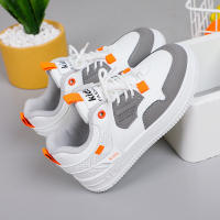 JUSTSL Fashionable girls leather sneakers childrens solid color casual running shoes Velcro lightweight shoes