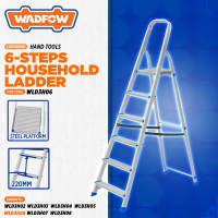 WADFOW HOUSEHOLD LADDER 2- 8 STEPS 120KG FOLDABLE ALUMINUM & STEEL INDOOR/OUTDOOR WIDE NON SLIP STEPS FOLDING LADDER WHT