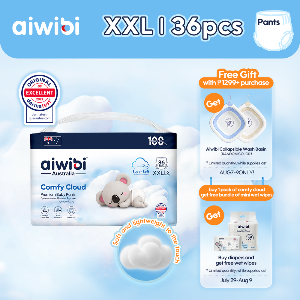 Aiwibi Comfy Cloud Baby Pants Pant-style diapers Soft and lightweight to the touch XXL-36 pcs