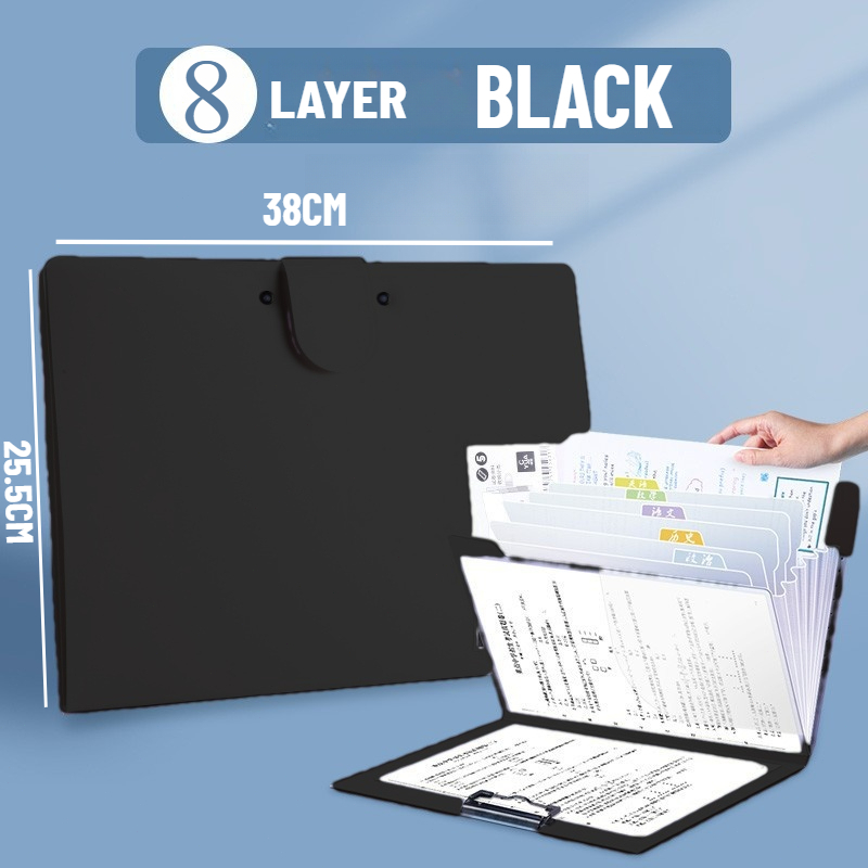 Long/A4 Size Expanding File Folder With Clipboard Folder Organizer 8 Pockets Document Storage