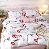 Angbon Korean Cotton Queen Size Bedsheet Set with Fitted Sheet