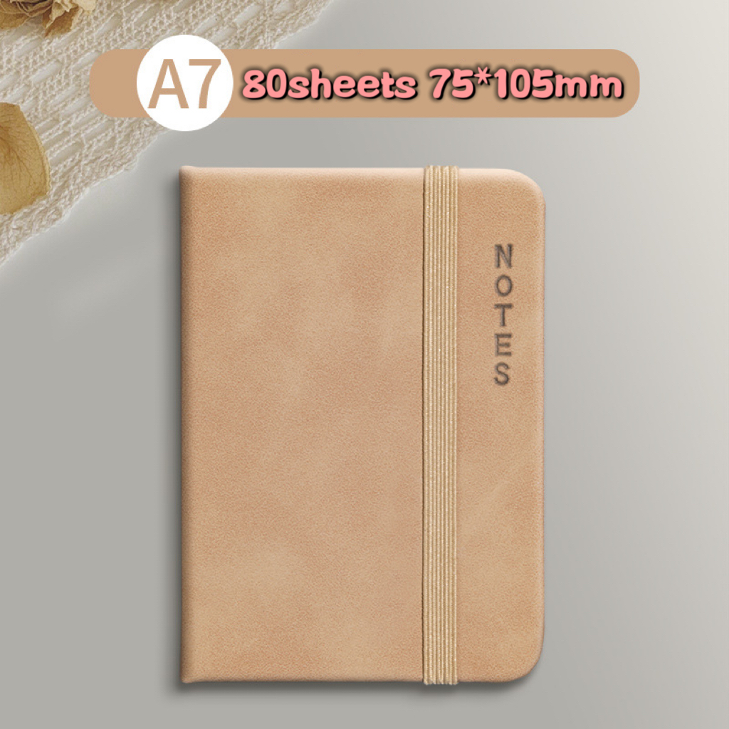 A7 Mini Notebook，A7 Tie-Strap Notebook Pocket Size Travelers Notebook and Journals Planner Stationery Mini Notebook School Supplies Notepads Bookkeeping Book Mini Portable Pocket Book