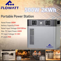 Flowatt 500W 2Kwh 314Ah Portable Power Station Battery Backup Multi-Purpose Pure Sine Wave AC 220V Output For Outdoor Camping Travel Emergency Power Supply