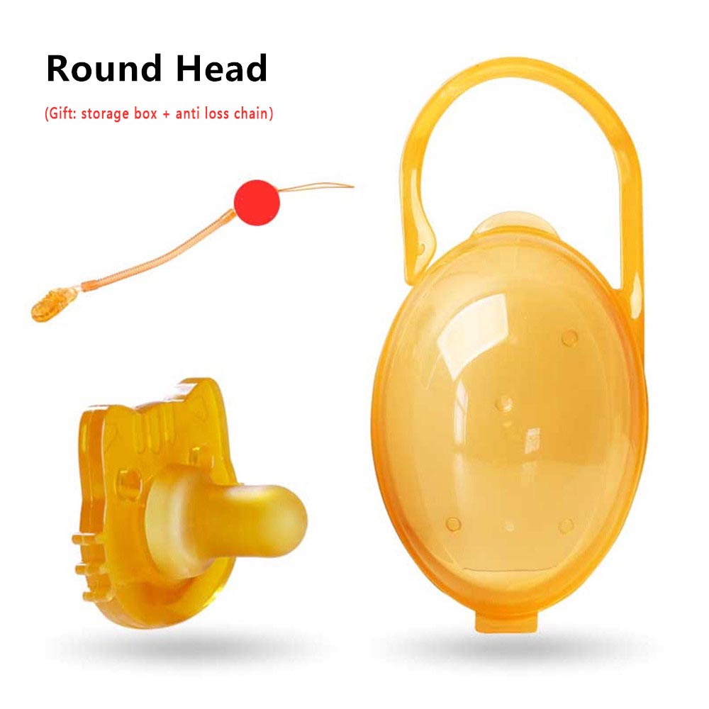 Pacifier Newborn 0 to 6 Months Super Soft Imitation Breast Milk Silicone Night with Flat Head Weaning to Coax Baby Artifact Portable Anti-lost Chain Carry it with