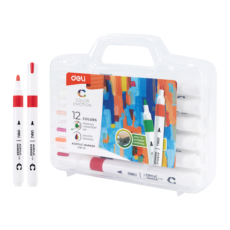 Deli 12/24/36 Colors Acrylic Marker Pen Waterproof Art Painting Pens EC191