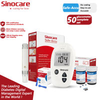 Sinocare Safe-Accu Blood Glucose monitor & 50pcs Test Strips & 50pcs Lancets Glucometer Kit Blood Sugar Test Monitoring Set