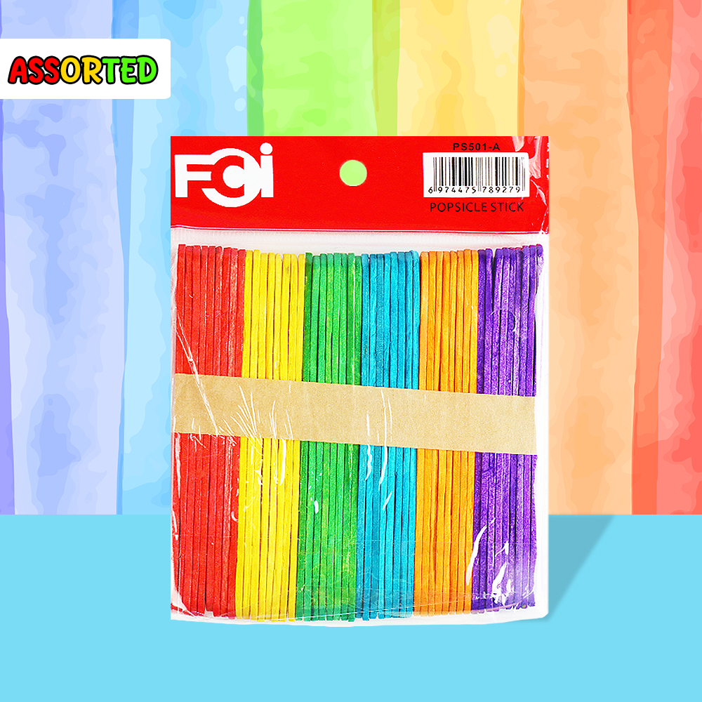 FCI Popsicle Stick 50pcs Wooden Popsicle DIY Craft Wooden Stick Color Handicraft Model Handmade Material For Student Use
