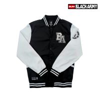 BUM Mens BLACK ARMY-NYLON JACKET Knitted Ribbing for the shawl Collar/Cuff Sleeves with Embroidery in the Chest