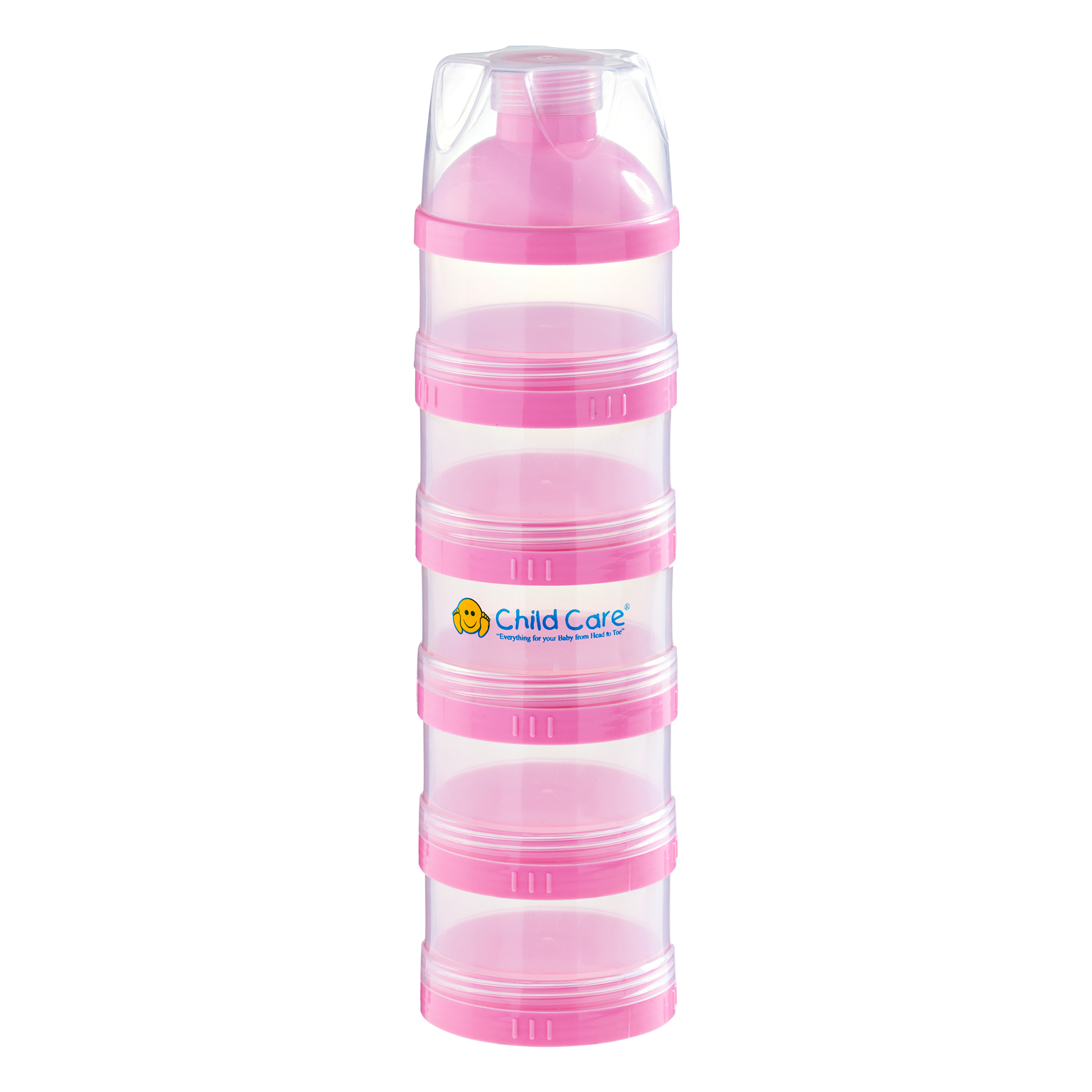 Child Care Transparent Stackable Milk Powder Container 5 Layer with Star Lid Design (BPA Free)