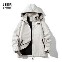 Jeep Men and Women Solid Color Outdoor Coat Waterproof and Wearable Mountaineering Detachable Hooded Jacket