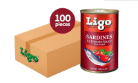 Ligo Sardines in Tomato Sauce with Chili Rich Calcium Protein & Lycopene 100 x 155g