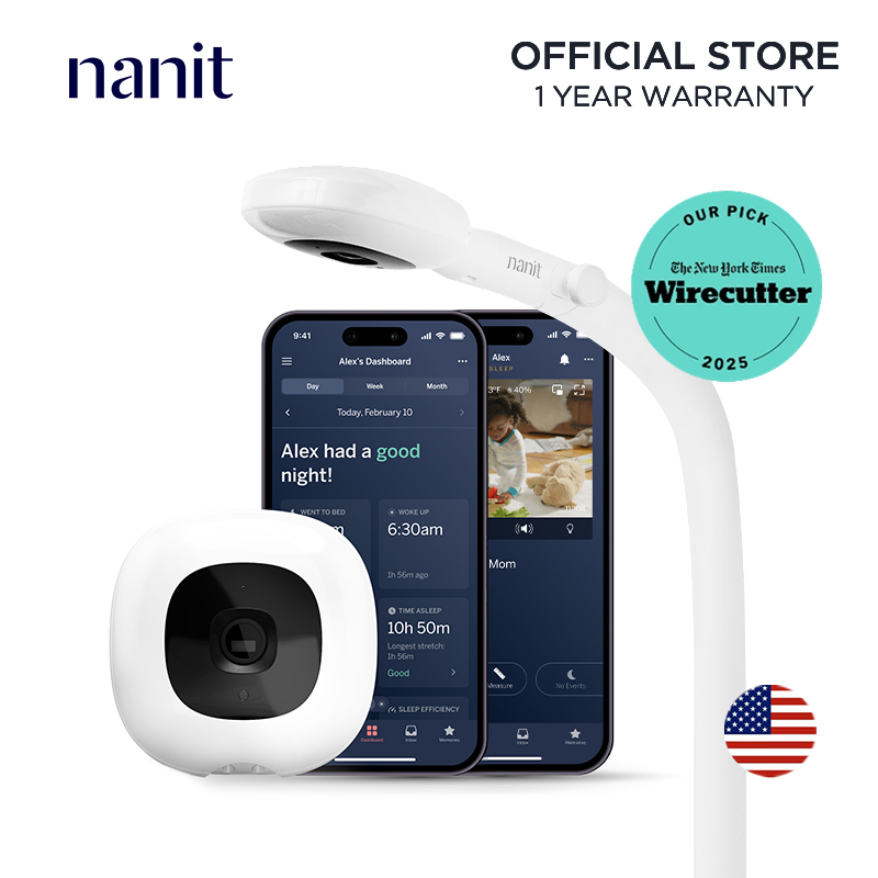 nanit Baby Monitor Pro Smart WiFi Camera Floor Stand Smart App Breath Tracking Night Vision 2-Way Talk Back Smart Alerts Tracking Temperature &amp Humidity Soothing Baby to Sleep