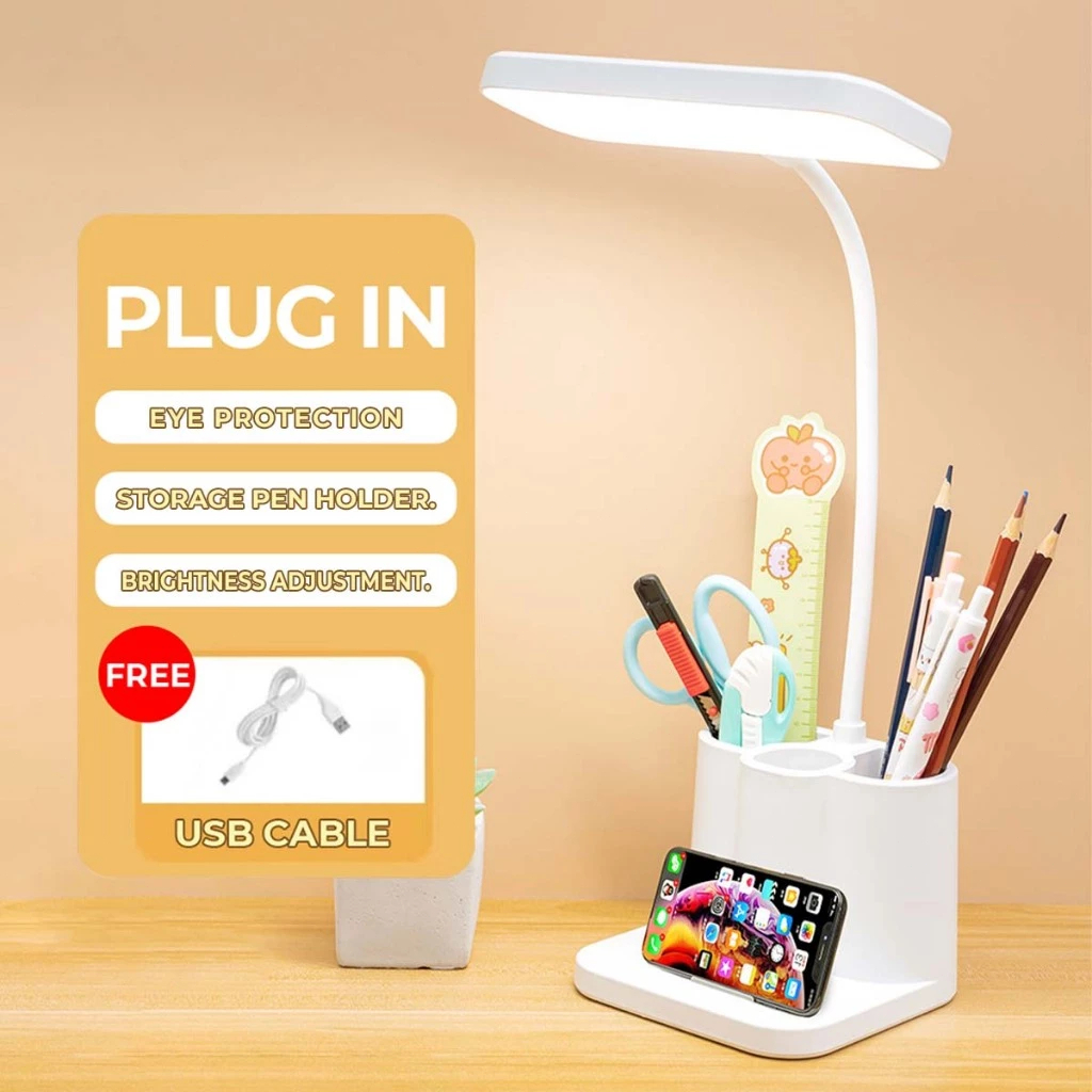 Goldstar LED Desk Lamp Rechargeable 3color Study Table Light For Room Dim Clip Lights With Storage