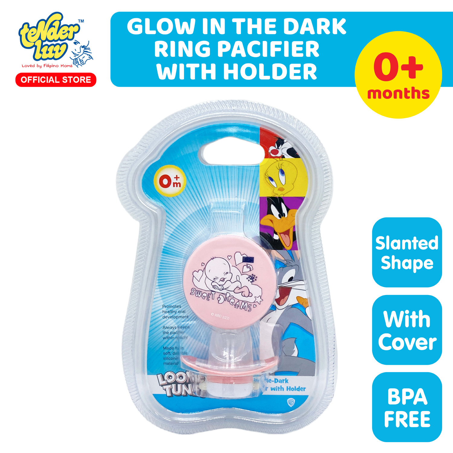 Looney Tunes Glow In The Dark Covered Pacifier with Holder