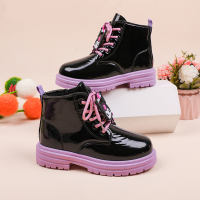 JUSTSL 2024 Autumn Winter British Leather Boots Childrens Girls Kuromi Cartoon Cute Boots