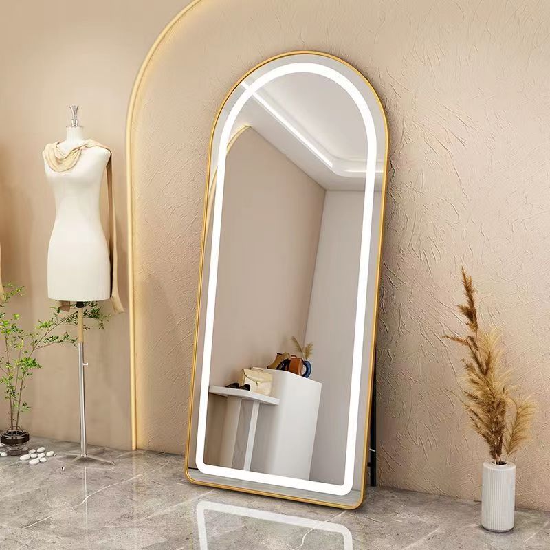 Light luxury full-length mirror Smart LED light wearing mirror Hairdressing salon beauty shop mirror