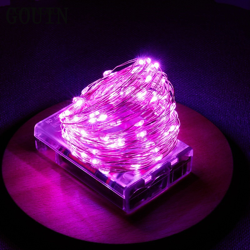 GOUIN 2M 3M 5M 10M 20M LED Battery Copper Wire Lights Outdoor Colourful Balcony Patio Waterproof Decorative Ambient Fairy Lights