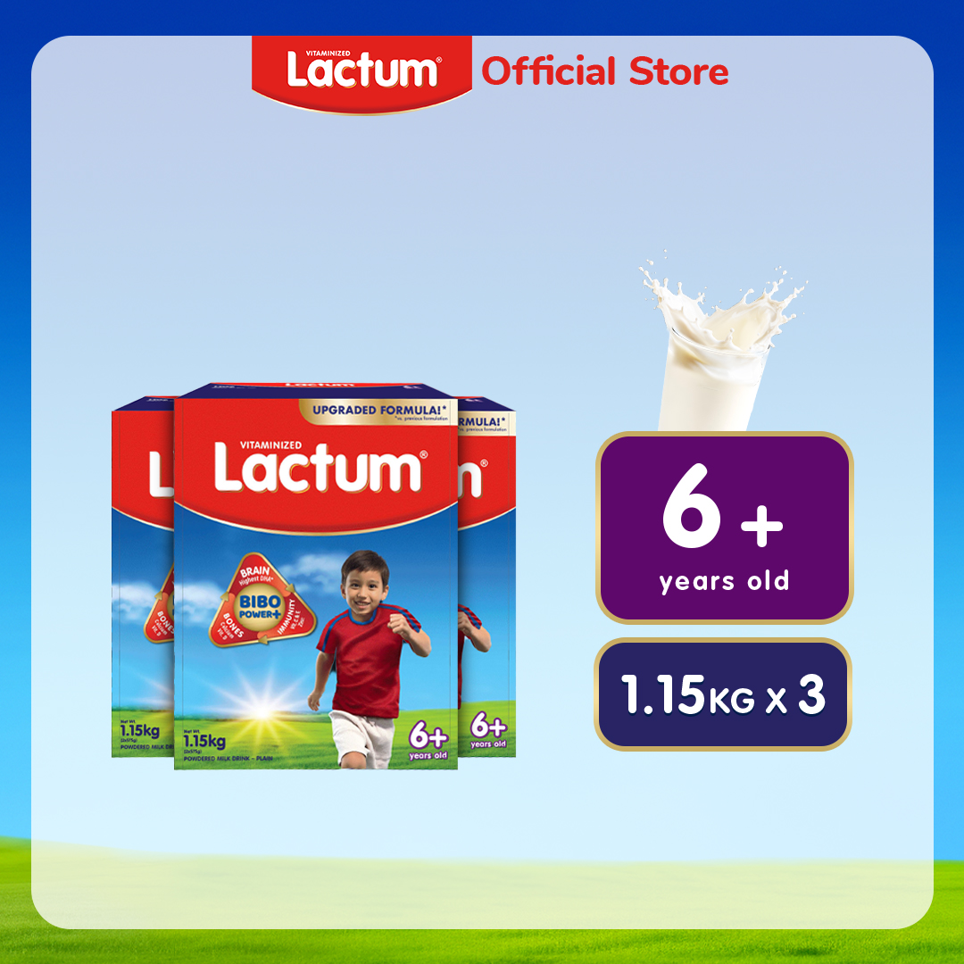 Lactum 6+ Plain Powdered Milk Drink for Children / Kids 6 Years Old and Above 3.4kg (1.15kg x 3)