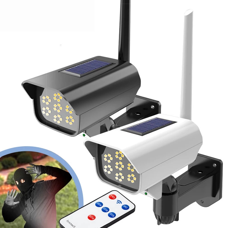 t08 LED Solar Light Motion Sensor Security Dummy Camera Wireless Outdoor Flood Light IP65 Waterproof LED Lamp for Home Garden