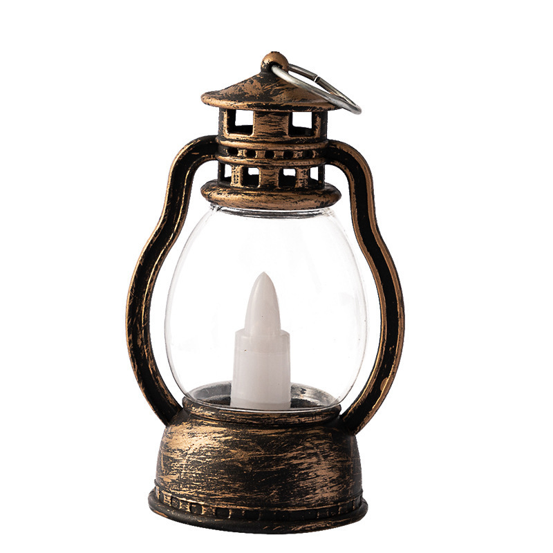 Christmas Mini Lantern Decorative with LED Lights Windproof Lamp Retro Style for Home Decor Hanging Night Lights Party