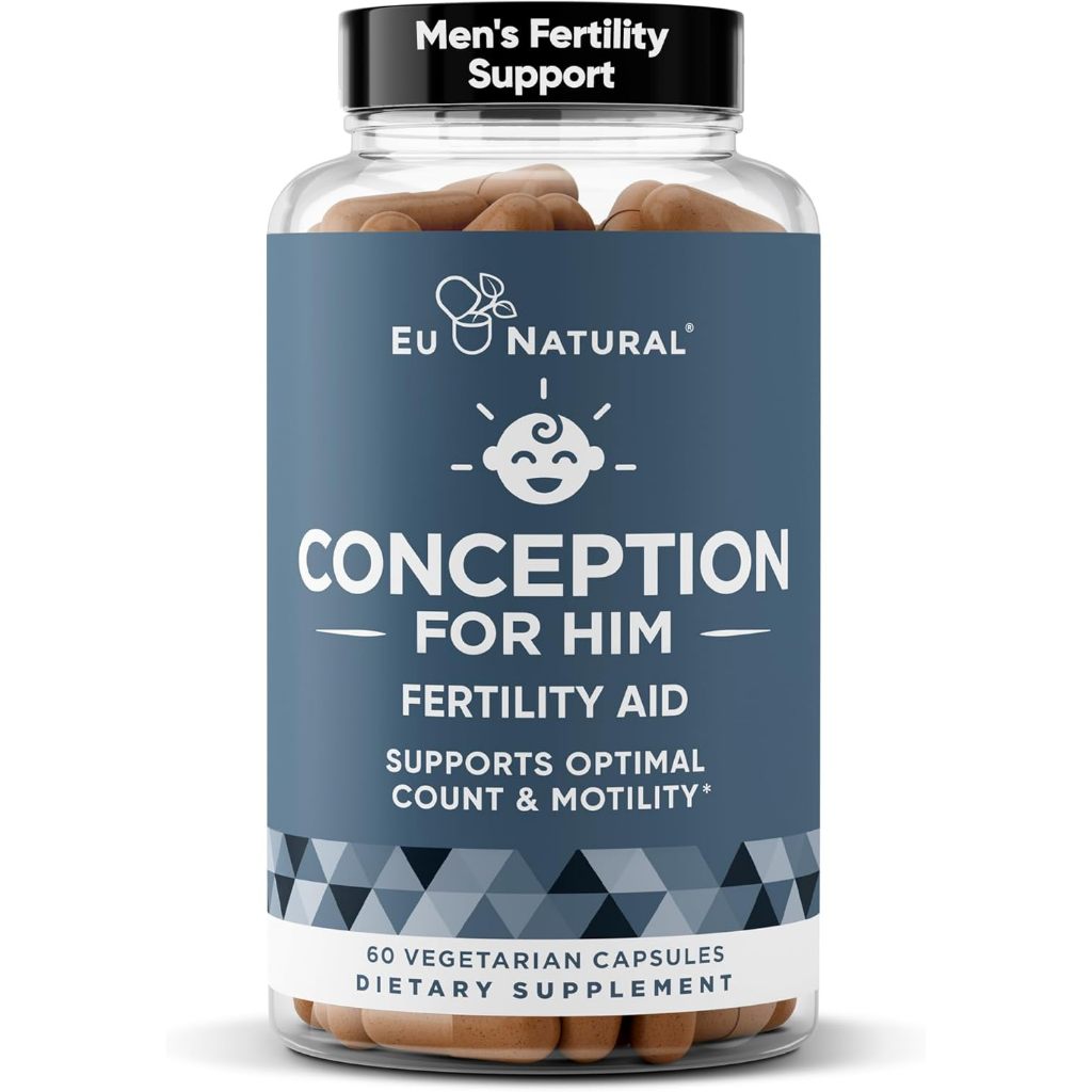 Conception For Him 60 Vegan Capsules Fertility Supplements Men Male Fertility Booster Prenatal Optimal Sperm Count Motility Strength Ashwagandha Folate Folic AcidMagnesium Zinc