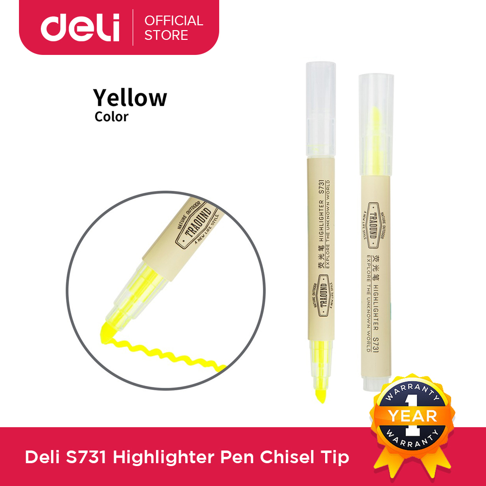 Deli Highlighter 6-color School Supplies Student Candy Color Tasteless Inclined head design for free use S731