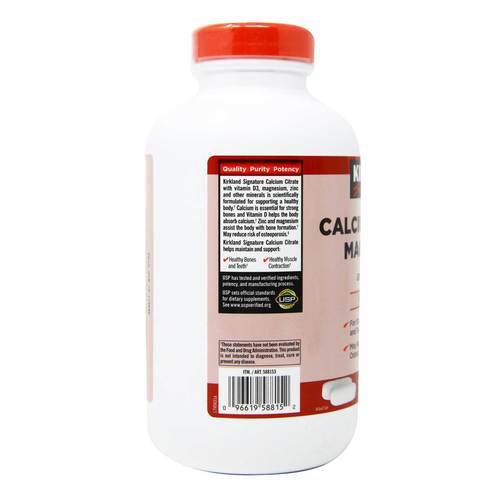 Kirkland Signature Calcium Citrate Magnesium and Zinc 500 Tablets review and price