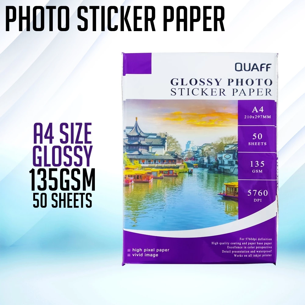 Risefully QUAFF Photo Paper Sticker A4 Size Label Sticker Inkjet Photo Sticker Paper