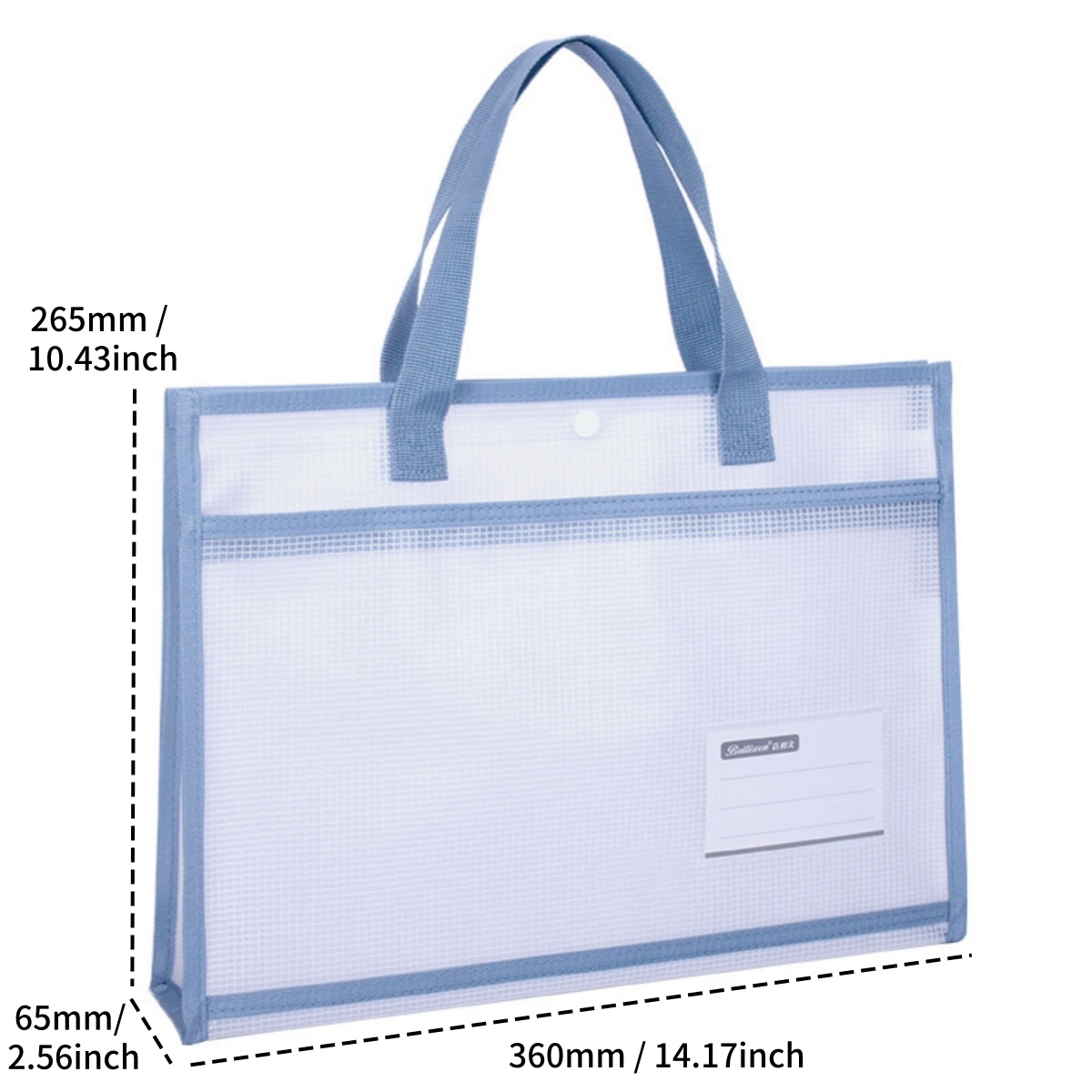 Transparent Tutoring Bag Long File Bag with Handle Waterproof Book Bag for Students Mesh Tuition Bag