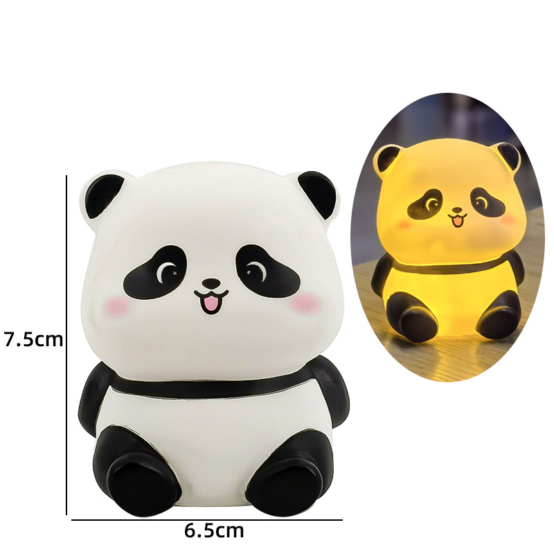🔥Wishwa👍 Cute Panda Night Light Soft Silicone Lamp Pat Warm Coloful Light Decorative ornaments lampshades for bedroom Lovely Holiday Birthday Gift Night Light for Room