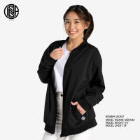 INSPI Bomber Jacket for Women with Full Zipper and Pockets Plain Casual Korean Motorcycle Collection Anti-UV Protection Jackets for Woman