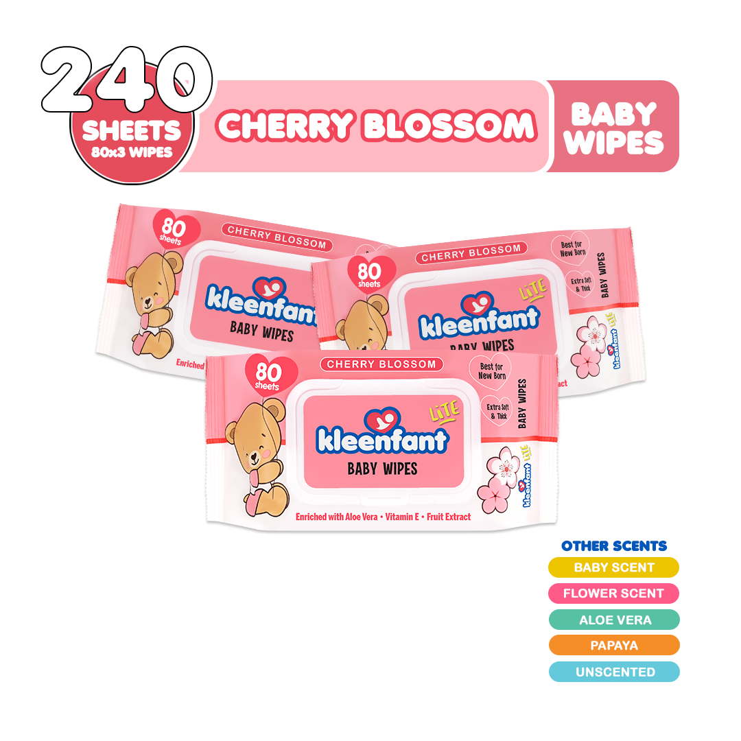 Kleenfant Lite Powder Scent Baby Wipes 80 Tender sheets 3 Packs Wet Wipes for Baby Newborn Kids