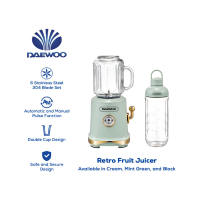 Daewoo Retro Fruit Juicer Blender 600ML 300W Personal Blender 6 Stainless Steel Blades DPFJ-06