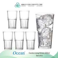 Ocean Glassware Centra Long Drink Tumbler Drinking Glass Clear Glasses 420ml / 14 3/4 oz Set Of 6 (FM)