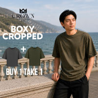 Crown Buy 1 Take 1 Boxy Cropped Plain Tshirt for Men & Women Boxy Oversize Fit Tops Loose Fit Plus Size crop shirts men