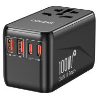LENCENT GaN III 65W Universal Travel Adapter International Charger with 2 USB Ports & 3 USB-C PD Fast Charging Adaptor Worldwide Wall Charger with Type-C Fast Charger for iPhoneSamsungLaptops Type A/C/G/I (USA/UK/EU/AUS)