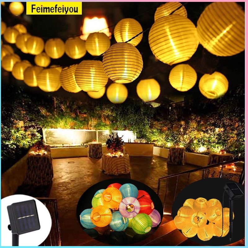 Lantern Ball String Light DIY Color Lantern Solar Fairy Lights Festival Lanterns Outdoor Waterproof Lantern Light Outdoor Chrismas Decor Lantern Solar String Lights Street Garland Solar Lamp For Chrismas Garden Decoration Solar String Lights Waterproof